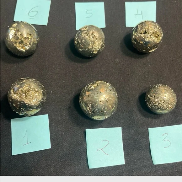 06 Pyrite Spheres Gleaming Metallic Spheres Stones Crystal Healing